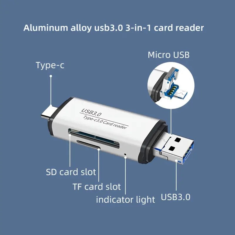 Upvios 3-in-1 USB 3.0 Type-C OTG Card Reader for Phones