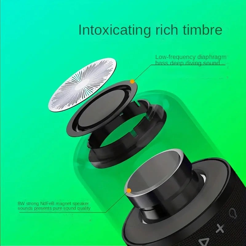 Upvios Portable Waterproof BT Speaker with RGB Light and Bass