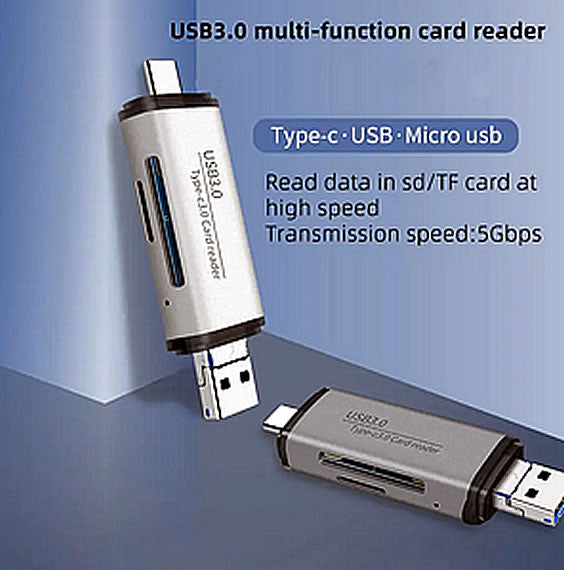 Upvios 3-in-1 USB 3.0 Type-C OTG Card Reader for Phones