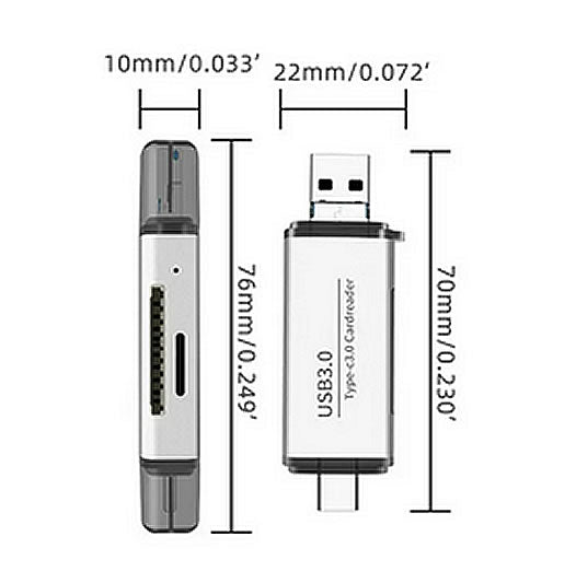 Upvios 3-in-1 USB 3.0 Type-C OTG Card Reader for Phones