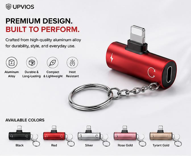 Upvios 2-in-1 Audio Headphone Charging Adapter for iPhone