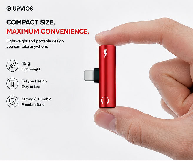 Upvios 2-in-1 Audio Headphone Charging Adapter for iPhone