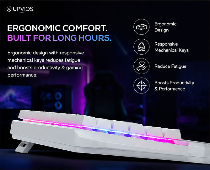 Upvios Ergonomic Mechanical Keyboard with RGB Backlight